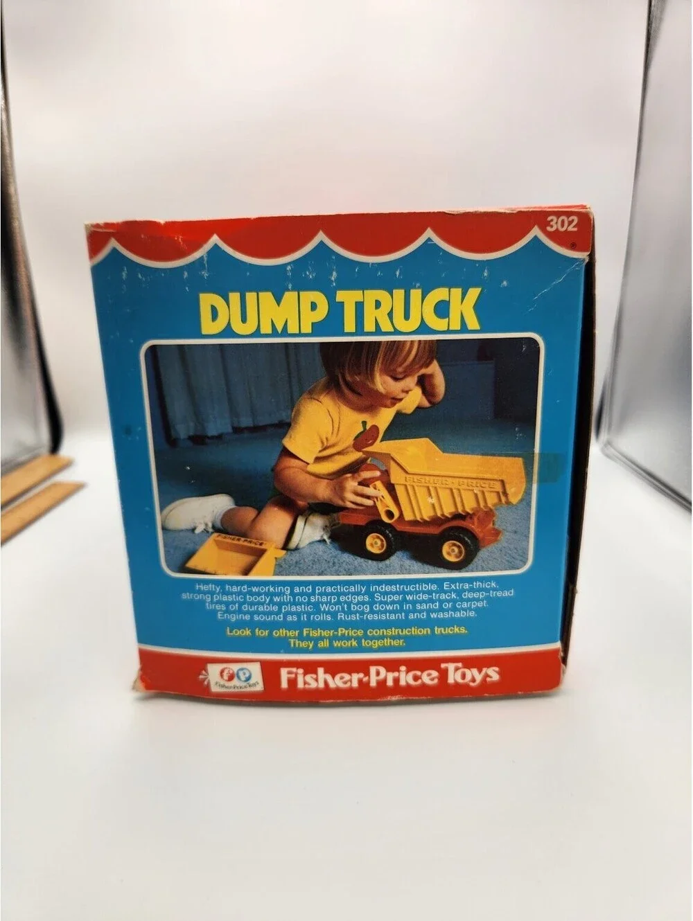 Vintage 1970's Fisher Price Husky Helper Toy Dump Truck 302 -BOX ONLY- O5